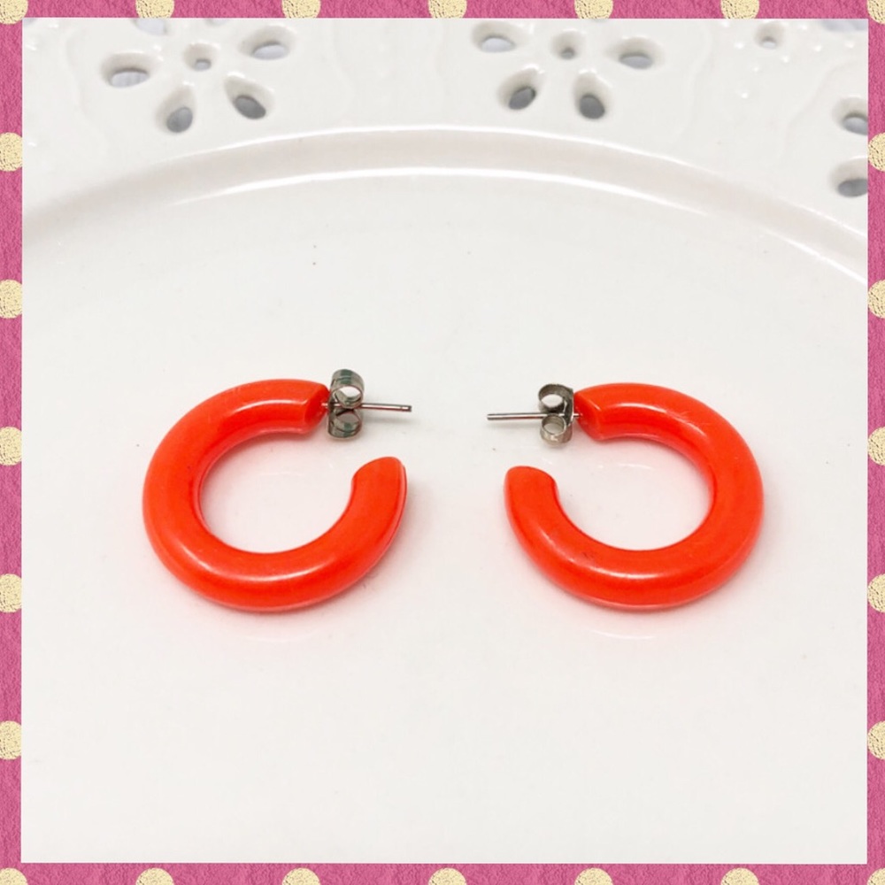 Vintage Hoop Earrings Orange